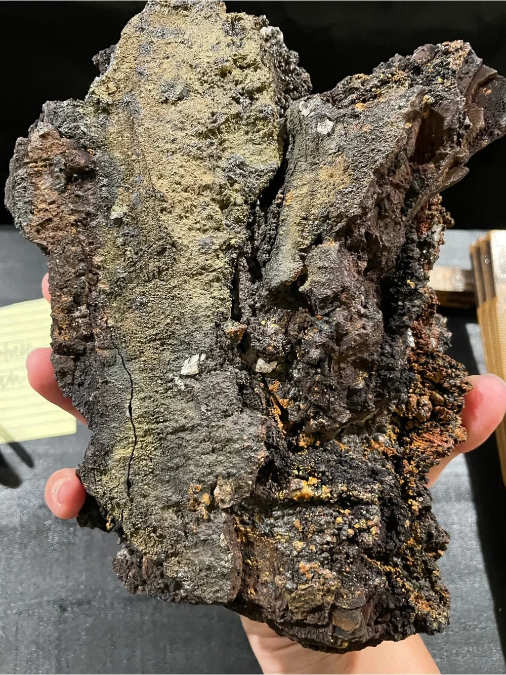 Massive crystal cluster. Goethite from Mexico. Comes with a stand.
